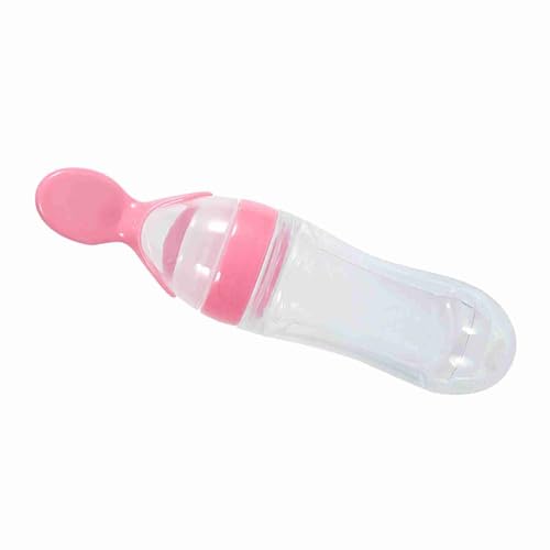 Biberón de Silicona para Bebés Pequeños, Alimentador Exprimidor, Cuchara de Cereales Saludable para Facilitar la Alimentación, 90mL (Rosado) Biberón de Silicona para Bebés Pequeños, Alimentador Exprimidor, Cuchara de Cereales Saludable para Facilitar la Alimentación, 90mL (Rosado)