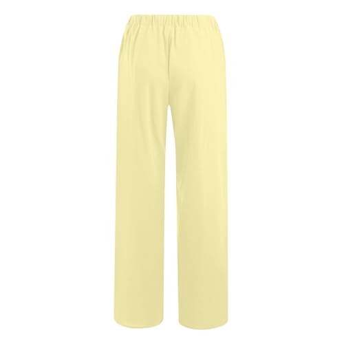 Linen Pants Women Summer Wide Leg Pants Drawstring Elastic Waist Pants High Waisted Lounge Pants Casual Beach Trousers4