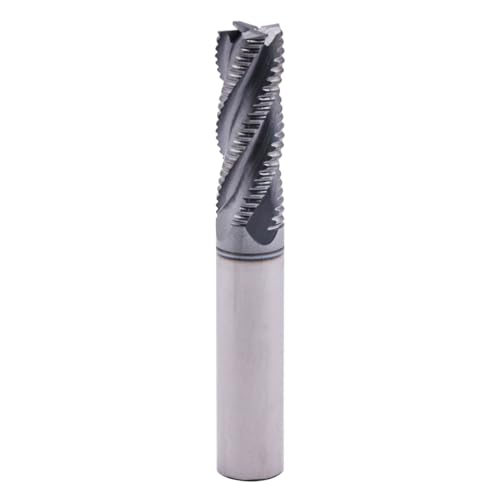 Image of 4 Flute Solid Carbide Roughing End Mills(5Pcs, 3 /8 inch), ALCrSiN Nano Coated | 35 Helix, 3 /8 inch Cutting Dia, 3 /8 inch Shank Dia, 1 inch LOC, 2-1 /2 inch OAL, for Milling Alloy Steel, Carbon Steel, Cast Iron