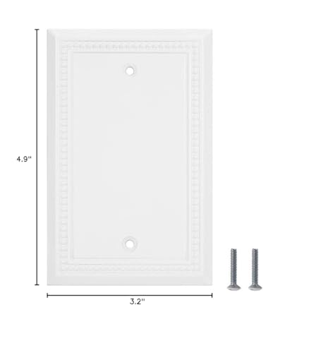Image of Henne Bery Sunken Pearls Heavy Duty Decorative Wall Plate Switch Plate Outlet Cover (Single Blank, 2 Pack, White)