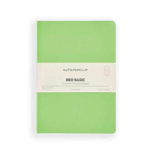 Image of myPAPERCLIP NeoBasic A5 Ruled Notebook | 192 Pages, 80 GSM, 250 GSM Soft Cover, A5 (5.83 x 8.27 in) | Green