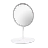 Miroir de maquillage – il bien en place sur une table ou un plan de travail grâce à ses patins antidérapants ; son plateau de rangement permet de ranger bijoux et cosmétiques (boucles d’oreilles, bagues, à lèvres, etc.)