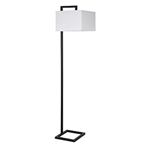 Grayson 68″ Tall Floor Lamp with Fabric Shade in Blackened Bronze/White