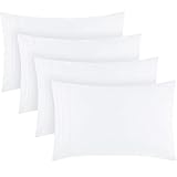 Mellanni Pillow Cases Set - 4 PC Iconic Collection Pillowcases - Hotel Luxury, Extra Soft, Cooling Pillow Covers - Wrinkle, Fade, Stain Resistant (Standard/Queen 20' x 30', White)