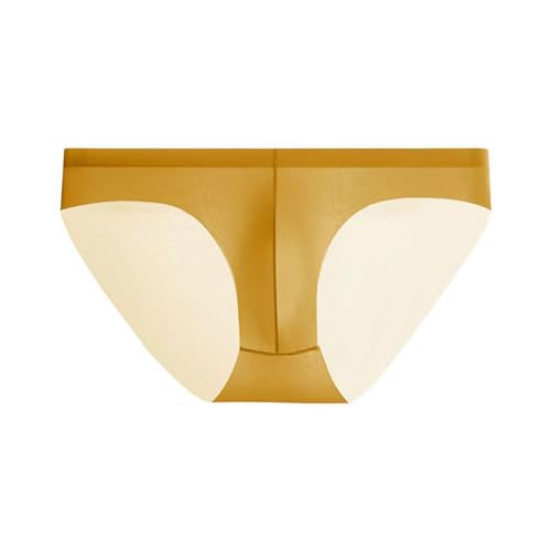 GAOGAO Cueca masculina curta Ice Silk Sexy Pounch Underwear Fitness Sport, Dourado, 29-32