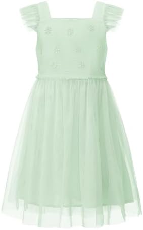 ALLOVIN Girls & Toddlers Embroidered Soft Tulle A-Line Party Dres...