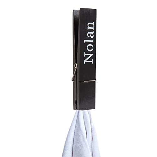 Pinces à Linge Personnalisées en Bois avec Nom Porte-Serviettes de Salle de Bain Crochets 12" pour Cuisine Décoration Intérieure Cadeau de Pendaison de Crémaillère Noël Mariage (Gris) Cover