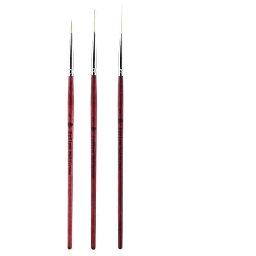 KIRA Professional Nail Art Detail Brushes Set of 3, Fine Line Drawing Tools with Sample Designs, Brown Handle-image-22