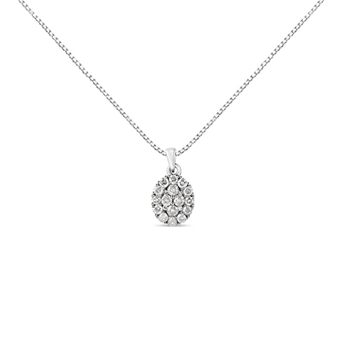 Haus of Brilliance .925 Sterling Silver 1 1/2 Cttw Diamond Oval Cluster Pendant Necklace (I-J Color, I2-I3 Clarity) - 18"