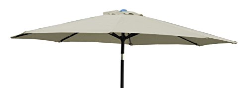 Jeco UBP61-UBF62 Aluminum Patio Market Umbrella Tilt with Crank Fabric & Black Pole, 6.5' x 10', Tan