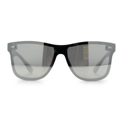 Image of SA106 Kush Premium Mens Shield Horn Rim Mirror Lens Sunglasses