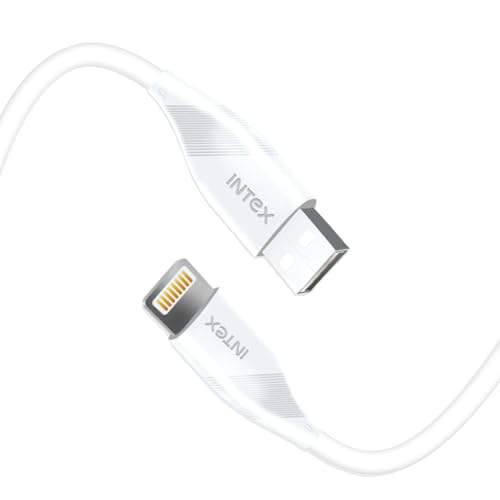 Intex Speed 2.4A Fast Charging USB to Lightning Fast Charging, Data Sync Cable, 480Mbps Strong PVC & Tangle Free, Compatible with iPhone, iPad, Macbook, iMac, AirPods Other Devices - White
