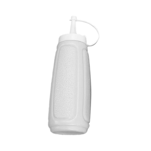 Homoyoyo Botella Exprimible con Tapa para Salsa y Aderezo Dosificador de Plástico para Condimentos Ligera y Portátil para Cocina y Picnic Color Blanco