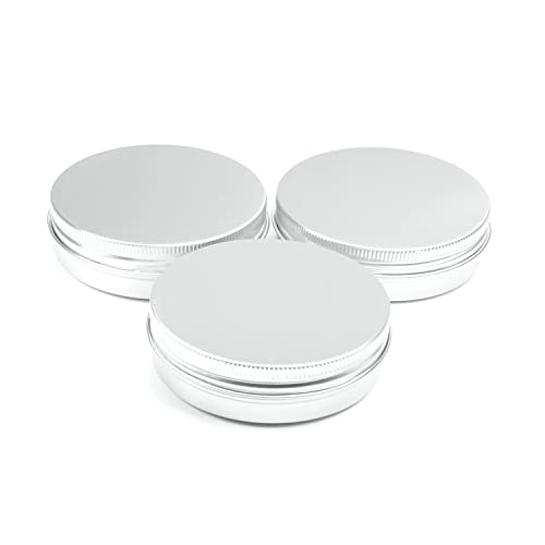 Image of Othmro 3pcs 3.4oz Metal Round Tins Aluminum Tin Cans Containers with Screw Lid, 83 * 23mm(DxH) Silver tin cans for Salve, Spices, Lip Balm, Tea or Candies 100ml