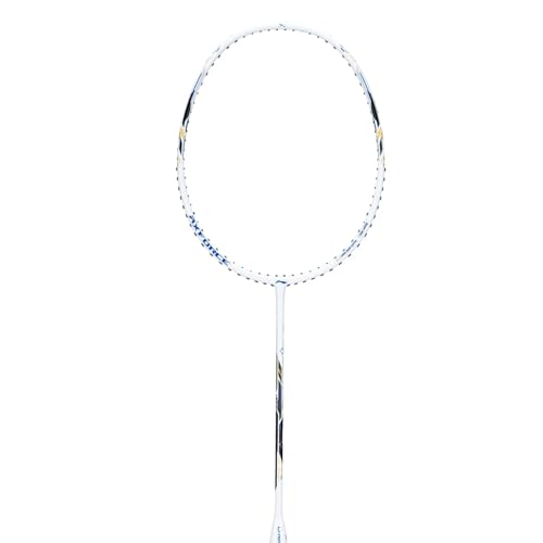 Image of Li-Ning Axforce Blast Strung Badminton Racquet for Professional Players|Powerful Smashes|Flexible Shaft|70-75 Grams|Maximum String Tension - 27lbs, White /Blue Sapphire