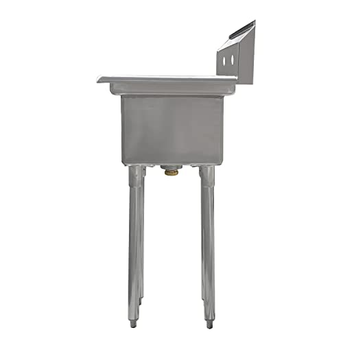 Image of AmGood Stainless Steel Prep & Utility Sink | 304 Stainless Steel | Restaurant, Kitchen, Laundry, Garage | NSF (Bowl Size: 10 inchx14 inchx10 inch + Left Drainboards)