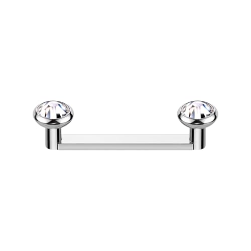 ALACLO Titanium Surface Piercing Jewelry Flat Bar 14G 12mm Internally Threaded Staple Surface Tragus Piercing Jewelry Clear CZ