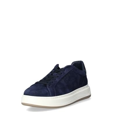 Sneakers aus blauem Wildleder, Gummisohle 4 cm, herausnehmbares Fußbett aus Leder
