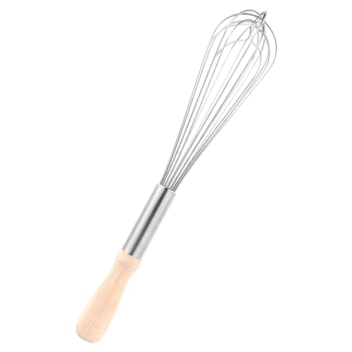 Ciieeo Wooden Handle Manual Eggbeater Ergonomic Non- Design for Comfortable Mixing of Eggs and Beverages Kitchen Tool for Bowls Steel Whisk