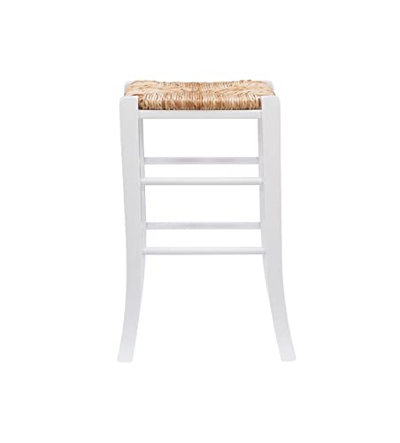 Linon Augustus White Backless Counter Stool With Woven Seagrass Seat, Set Of 2 #TOP2