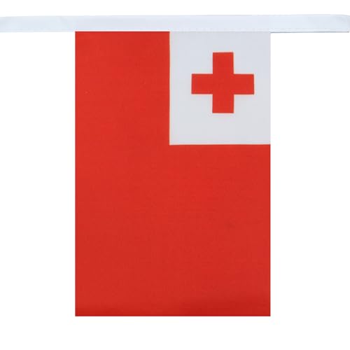 Image of AZ FLAG Tonga 6 meters BUNTING Flag 20 flags 9'' x 6'' - Tongan STRING flags 15 x 21 cm