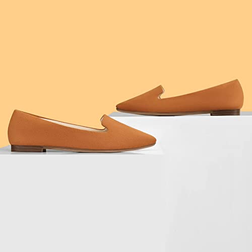 Image of MUSSHOE Black Flats for Women Pointed Toe-Comfortable Business Casual Work Shoes, Dressy Suede Slip On with Memory Foam for Office, Teacher & Standing All Day