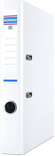 DONAU Ordner DIN A4 / Schmal/Weiß / 50 mm - 5 cm/Karton mit Kunststoffeinband/Schlitzordner Büroordner Aktenordner/Metallgefasstes Griffloch Hebelmechanik Einsteckrückenschild