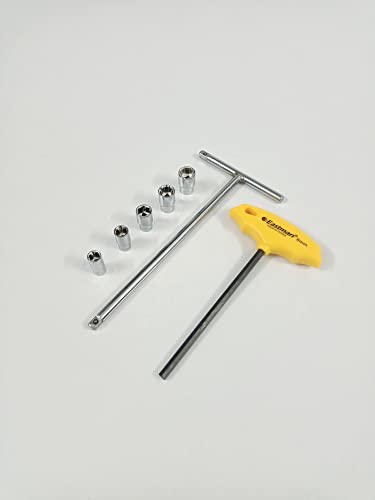 Image of 1 /4 inch Drive T-Handle with 8mm, 9mm, 10mm, 11mm and 12mm Hex Socket Set and 6mm Hex Allen Key, Anti-Slip & Anti-Corrosion properties (Combo 14)