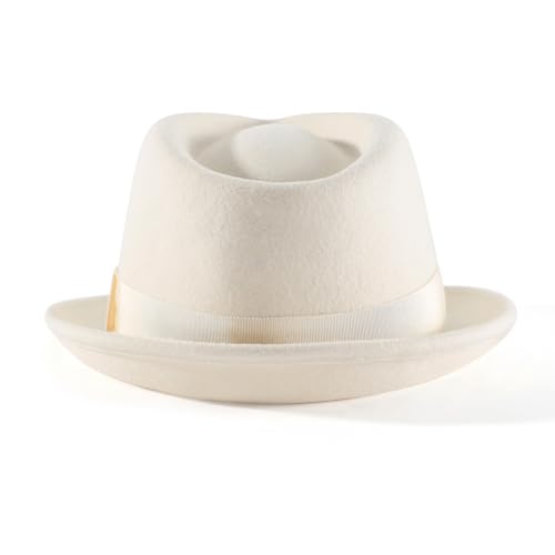 Home Prefer Men's Wool Felt Winter Hat Short Brim Fedora Hat
