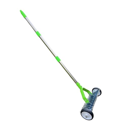 Mppchhn Rastrillo Desbrozador para Césped,con Ruedas Mango Largo De Metal Herramienta De Mano | Rastrillo Nivelador Y Escarificador para Césped,para Uso En Exteriores Jardín Y Patio Hojas Hierba