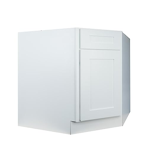 Hollywood Fabiani Design Corner Sink Base Kitchen Cabinet 36 in. W x 24 in. D x 34.5 in. H in Shaker White Ready to Assemble
