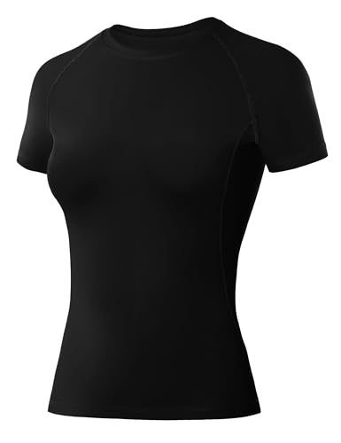 Roadbox Damen Sportoberteil Eng Kurzarm, Schnelltrocknend Laufshirt & Gym Shirt, Leichtes Base Layer Funktionsshirt für Training, Joggen, Pilates & Outdoor