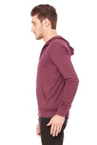 Bella + Canvas Unisex Triblend Full-Zip Lightweight Hoodie - MAROON TRIBLEND - M - (Style # 3939 - Original Label)3