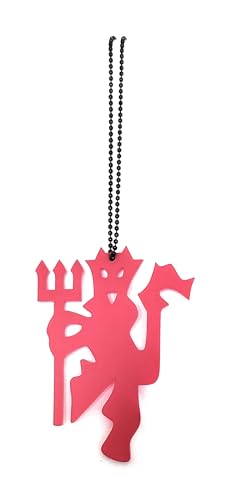 Manchester United Red Devil Car Hanging | Manchester United Car Accessories | Red Acrylic with Black Metallic Chain | Manchester United Merchandise| Gifts for Man Utd Fans - 1pc