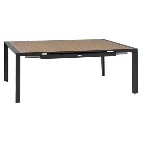 Hespéride - Table de Jardin Extensible carrée évasion Effet Bois Honey et Argile 10 Places Lates en Aluminium