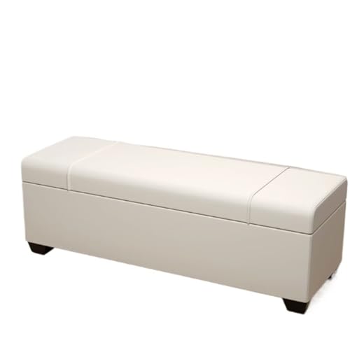 Banco otomano de almacenamiento extra largo, de piel sintética, impermeable, con tapa con bisagras, ideal para dormitorio y sala de estar, 23.6, 27, 31, 35, 39, 63 pulgadas (blanco, 60 x 40 x 40 cm)