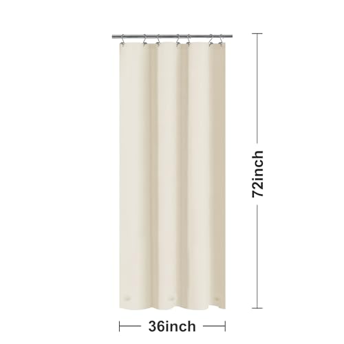Image of Barossa Design Beige Stall Shower Curtain Liner 36 inch W x 72 inch H - Waterproof PEVA Plastic Shower Liner for Small Bathroom Stall, Lightweight Bath Curtain with 3 Magnets & Metal Grommets - Beige