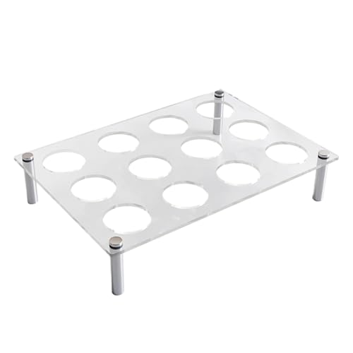 Soporte para huevos de mostrador, bandeja de huevos de acrílico transparente de 12 agujeros, contenedor para refrigerador, armario, hogar, cocina, organización de estantes