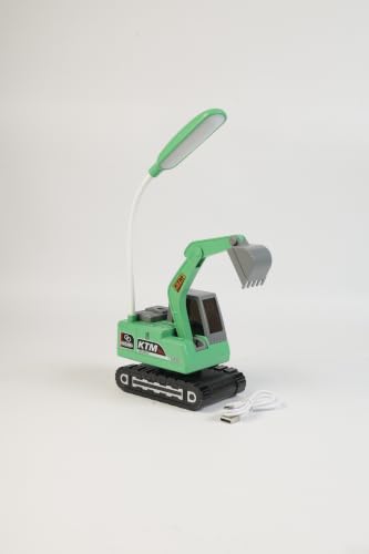 Image of Lexton 12 Inch Rechargeable Excavator Desk Lamp | LED Study Table Lamp with USB Charging Port, 360 Rotatable Neck, Phone Holder, Pencil Sharpener, Storage Box & ON /Off Button for Kids