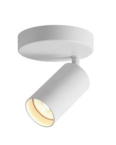 YORKCARE White Ceiling Spotlight Indoor Adjustable 1-Light Track Lighting with Flexibly Rotatable Light Head for Bedroom, Kitchen, or Living Room, GU10 Bulb not Included