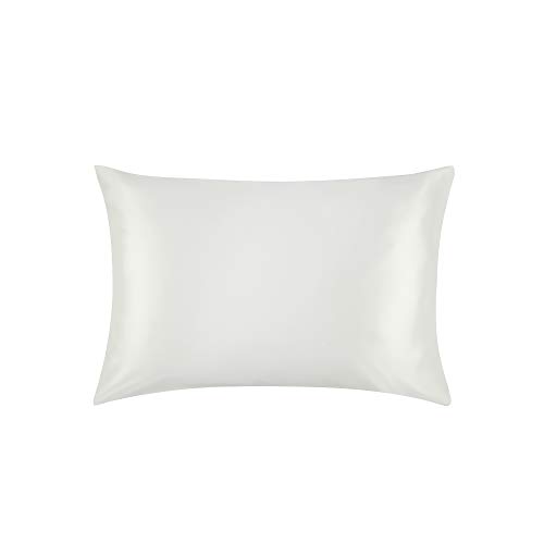 Jasmine Silk 100% 22 Momme Mulberry Charmeuse Silk Pillowcase for Hair and Skin 50 cm x 75 cm Envelope Closure (Ivory)