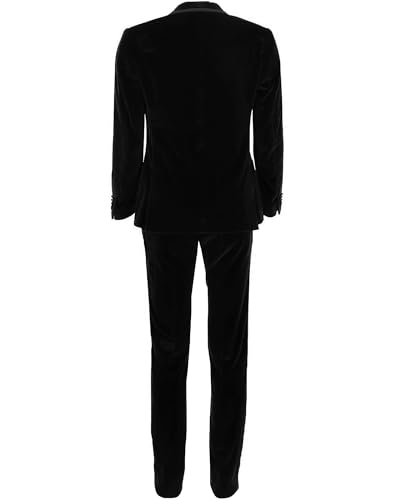 Men's 3 Pieces Velvet Wedding Suit Slim Fit Shawl Lapel Double Breasted Tuxedos Blazer & Vest & Pants3