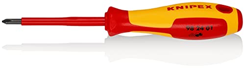 KNIPEX Screwdriver for Cross Recessed Screws Phillips Insulating Multi-Component Handle, VDE-Tested 187 mm, 98 24 01