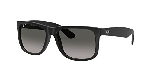 Ray-Ban RB4165 Sunglasses Bundle: RB 4165 JUSTIN 601/8G Justin Rubber Black Light Grey and Eyewear Cleaning Kit