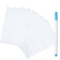 Stickvlies Wasserlöslich Selbstklebend, 8 Blätter Wasserlösliches Stickvlies mit Stift, DIN A5 Wasserlöslich Stickfolie zum Zeichnen für DIY Sticken, Maschinensticken und Handnähen