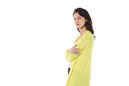 Image of Women's Solid Sweater Essential Duster Long Cascading Open Front Lightweight Blue Cardigan