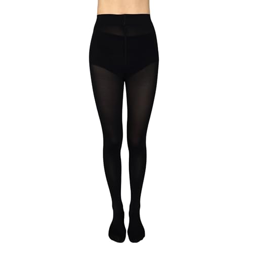Image of Bestjybt Women's 90D Soft Opaque Tights Solid Color (US, Alpha, Medium, Large, Regular, Regular, Black)