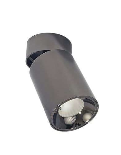 Image of Mufasa 12 Watts Black Chrome Adjustable LED Round Surface Light Cylindrical Shape Indoor Ceiling Mounted Spot Light Down Light Aluminum Body (Warm White)