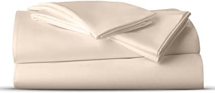 AATH COLLECTION Bed Sheet Set, 100% Egyptian Cotton, Easy Care & Super Soft 4 Pieces Bedding Set - Flat Sheet & Fitted Sheet with 2 Pillowcases (MOCHA, King)