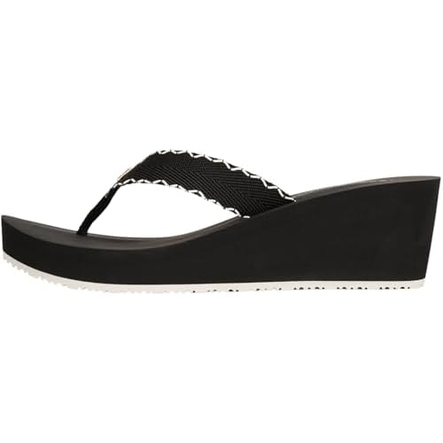 Tommy Hilfiger Chanclas Mujer Wedge Beach Sandal con plataforma, Negro (Black), 38